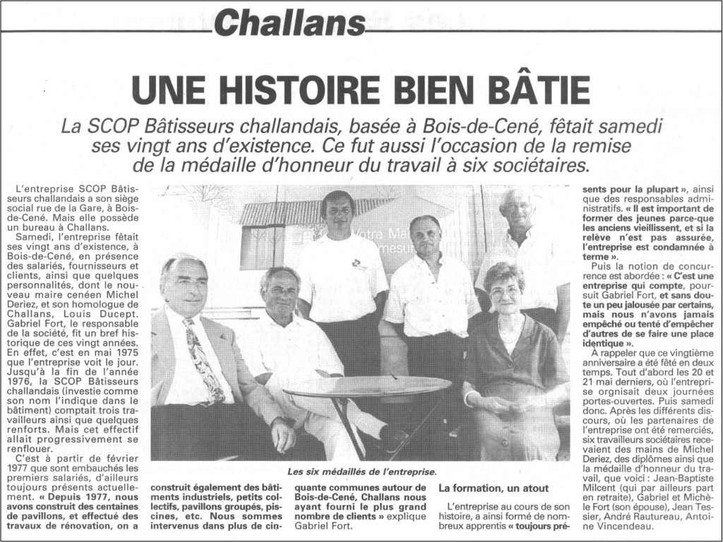 Article sur les 20 ans des Bâtisseurs Challandais
